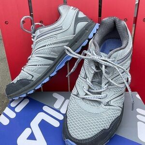 FILA Womens Trail Hiking Shoe Northampton Sneaker Gray & Blue 9.5